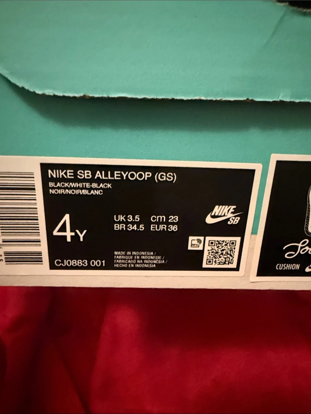 Nike SB Alleyoop (GS) Black & White Youth Box Label